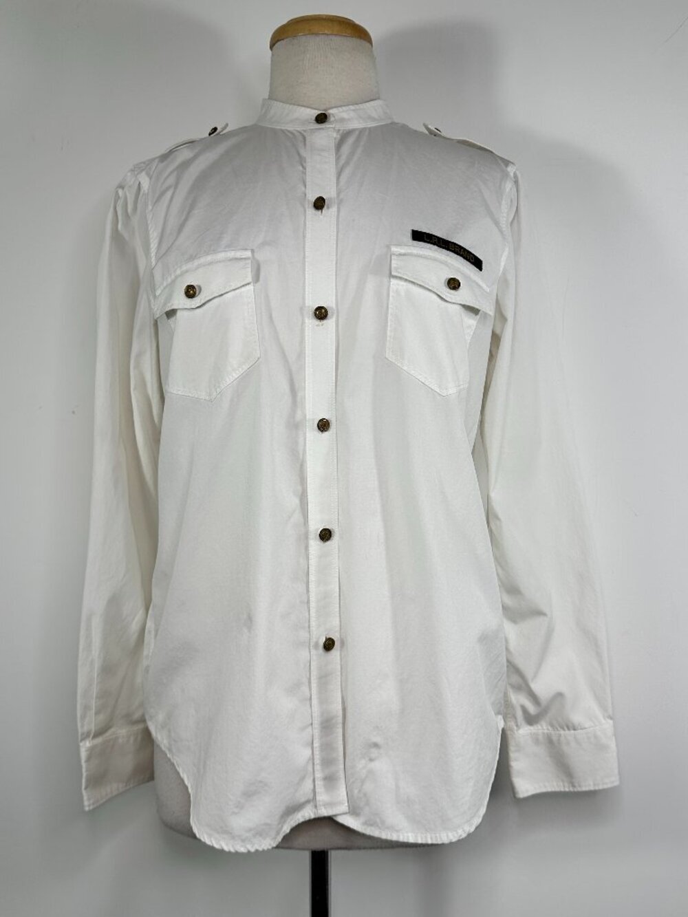 Vtg. Lauren Jeans Co. Ralph Lauren Women's Sz L White Cotton Button-Down Shirt